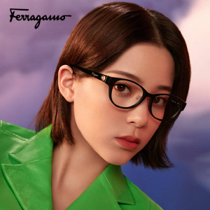 38预售 菲拉格慕小框板材眼镜架女椭圆黑框近视眼镜框sf2916a宝岛