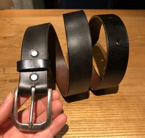 美国horween霍尔文茶芯皮美式复古手工皮带3.5宽包浆做旧真皮腰带