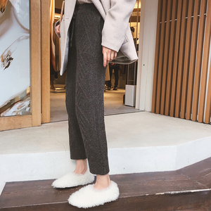 朴正义 深灰色奶奶裤 2018冬季新款韩版宽松系