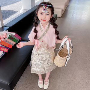 女童洋气夏季2024新款儿童少数民族服装夏装女宝宝演出服织金傣族