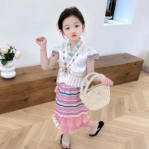 夏季儿童汉服女童傣族服小女孩少数民族风版纳套装幼儿园表演服装