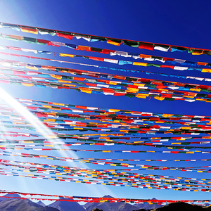 5月14日 西藏手工印五色经幡 藏式手工棉布风马旗挂幡隆达全家福