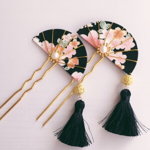 满包邮*和合二仙*独家原创 和风手工发簪 日式和服樱花流苏簪子