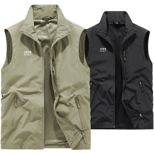 jeep吉普春季薄款户外马甲男冬季加绒保暖双面穿摄影钓鱼坎肩背心