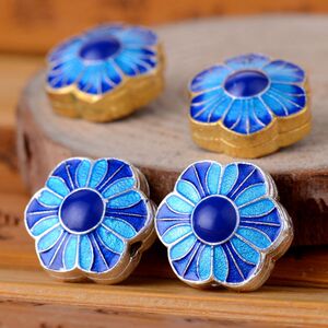 景泰蓝掐丝珐琅彩饰品 925银青金石六瓣花朵镂空珠子diy隔珠材料