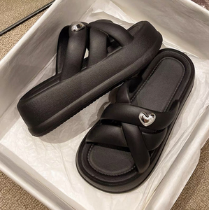软底EVA厚底拖鞋黑色居家室内增高小个子加厚外穿海边超火凉拖鞋