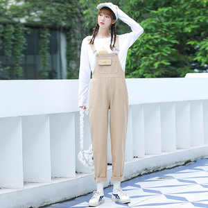 冬季背带裤女学生阔腿