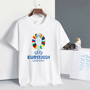 欧洲杯t恤2024年国家杯足球球迷文化衫团队衣服短袖纯棉运动休闲