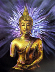 手绘油画装饰画菩萨佛头佛像唐卡密宗挂像招财富贵金佛-自性光明