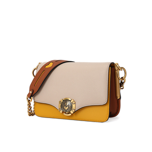 satchi/沙驰女包时尚撞色真皮小方包2021新款安妮系列单肩斜挎包