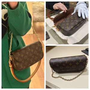 lv女包路易威登 ivy woc新款链条包腋下包老花麻将包单肩包m81911