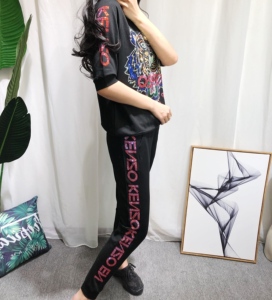 cy家 实拍春季新款卡馨丽玛潮牌时尚字母烫钻钻休闲运动裤a8001-1