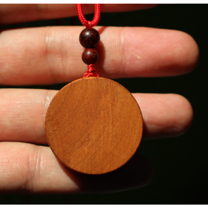 桃木无事牌子挂件吊坠项链圆形桃木牌子可刻字婴儿大人儿童孕妇