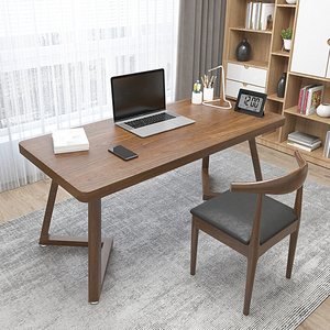 全实木书桌卧室写字学习书房办公桌长条工作台家用台式原木电脑桌