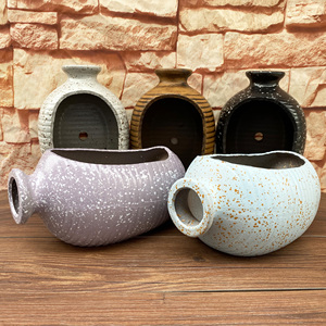 手工陶艺粗陶土陶罐子多肉植物绿植花盆大号创意盆景异形倒瓶无孔