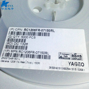 RC1206FR-07150RL YAGEO国巨品牌贴片式电阻 150R 欧 1% 1206封装