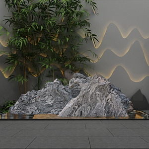 泰山石片石假山枯山石流水景观庭院风水风景石摆件雪浪石切片组合