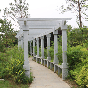 石雕中式长廊亭子花岗岩花架走廊庭院室外园林摆件天然石材廊架子