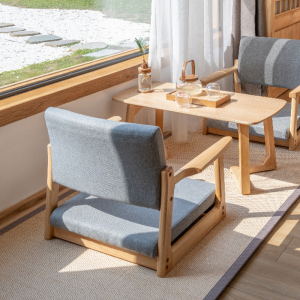 榻榻米椅子靠背椅日式和室椅无腿休闲实木飘窗东北炕桌扶手矮座椅