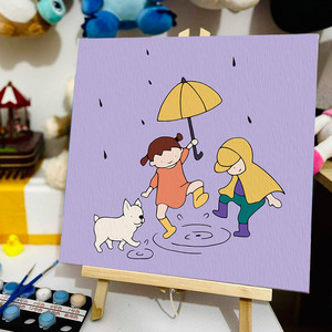 儿童涂色油画diy填充简单手工油彩画卡通画画ins风小朋友丙烯填色