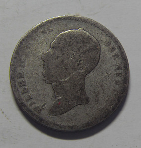 荷兰  威廉二世  1849年 25分 ,银币 - 直径:19mm  重量:3.5克