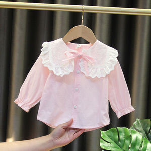 婴儿洋气娃娃领上衣1-2岁女童韩版春装纯棉衬衫3宝宝长袖公主衣服