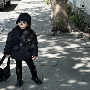 童装2023冬季新款韩版儿童西装棉服女童中小童加厚时尚棉服夹克