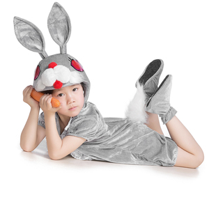 兔子舞蹈服装演出服儿童人偶头饰小兔子装扮幼儿园灰兔话剧亲子装