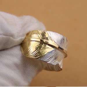 凡丘珠宝开口指环goros手工复刻大拙高桥吾郎goros先金羽毛戒指9