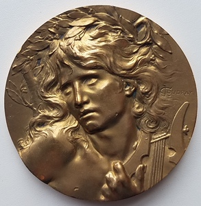 法国新艺术大铜章_经典希腊神话奥菲斯68mm铜章l.coudray