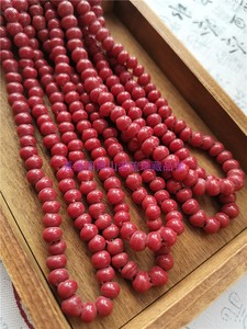 老琉璃珠子博山古董琉璃6~7mm枣红色朱砂红色圆珠DIY佛珠散珠男女