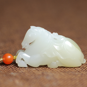 徐州黛玉坊 新疆和田玉籽料 马上封侯挂件 白玉吊坠 籽玉十二生肖