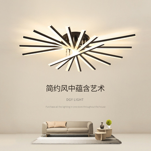 客厅灯黑色大气现代简约灯饰灯具创意几何设计感造型吸顶灯Q227