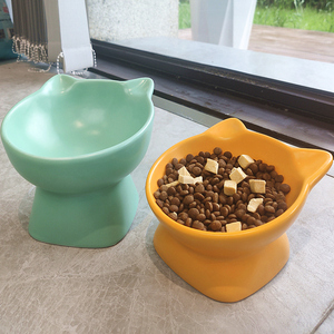 猫碗陶瓷保护颈椎高脚猫盆猫咪食盆水碗幼猫猫食碗护颈饭碗猫粮碗