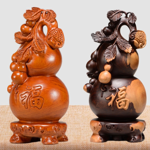 黑檀木雕葫芦摆件大号五福禄葫芦花梨实木质雕刻客厅镇宅装饰礼品