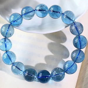 魅晶天然蓝托帕石圆珠手链托帕石手串