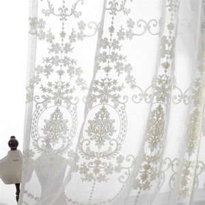 白色简欧式绣花窗纱隔断纱帘成品定制法式奶油风卧室飘窗阳台窗帘