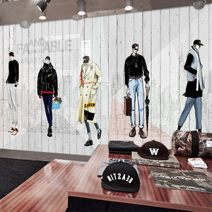 壁纸时尚男装服装店墙纸个性墙面装饰壁画潮流店铺装修背景墙壁画