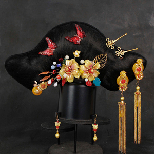 古装清朝宫廷假发旗头如懿传同款旗头发饰头饰套装演出假发a-062