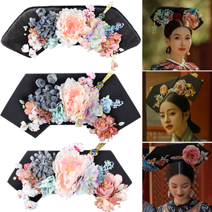 古装清朝皇后妃子旗头故宫摄影写真格格发饰古代满族假发演出头饰