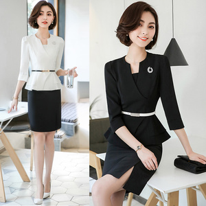 职业装女装套装小香风西装商务会议正装春秋套裙珠宝店工装七分袖
