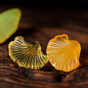 不鸣手作 琥珀蜜蜡银杏叶金珀叶子吊坠挂绳配件包邮