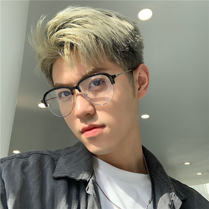 椭圆半框眼镜架男大脸长脸定制近视成品个性眉线框眼镜防蓝光细腿