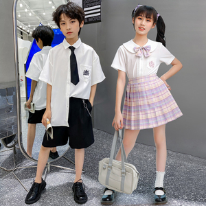 儿童jk套装夏季学院风女童连衣裙男童dk制服小学生12夏装校服园服