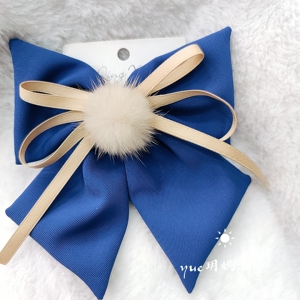 【发饰】成人蓝色毛球发夹单个b8049(满9.9元包邮)