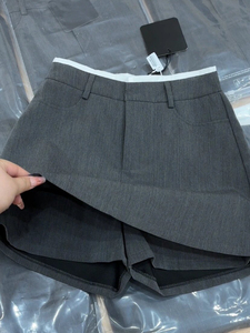 灰色西装半身裙女夏季新款撞色拼接a字包臀短裙学生短款高腰裙裤