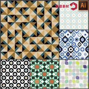 圆形多边形几何抽象墙纸地毯服饰印花图案矢量设计素材
