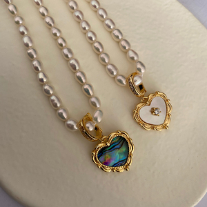 万能扣可拆卸鲍鱼贝贝壳吊坠天然淡水珍珠项链