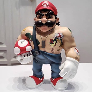 超级玛丽肌肉马里奥路易吉潮玩手办大号桌面摆件社会人潮流礼物
