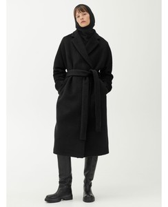 【正品现货】ARKET女装 黑色配腰带一粒扣羊毛混纺大衣长款外套
